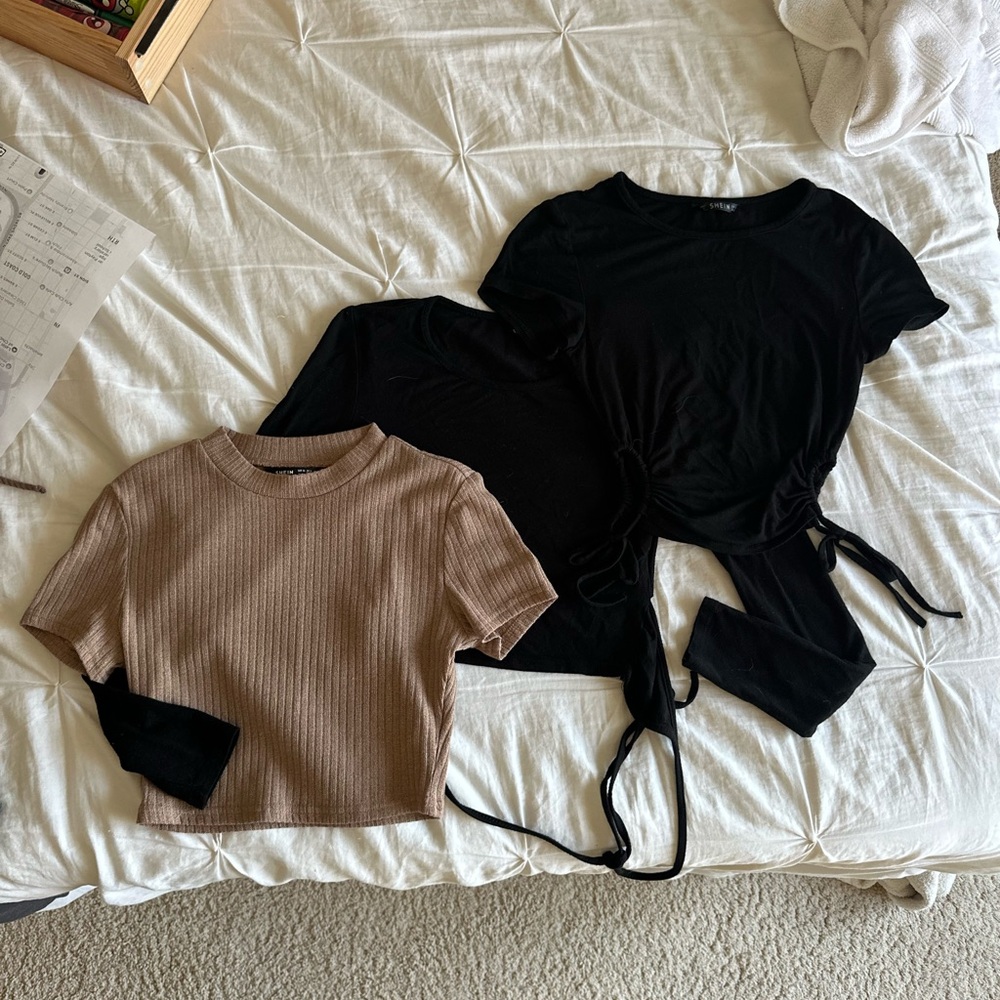 Three XS Shein Crop Tops